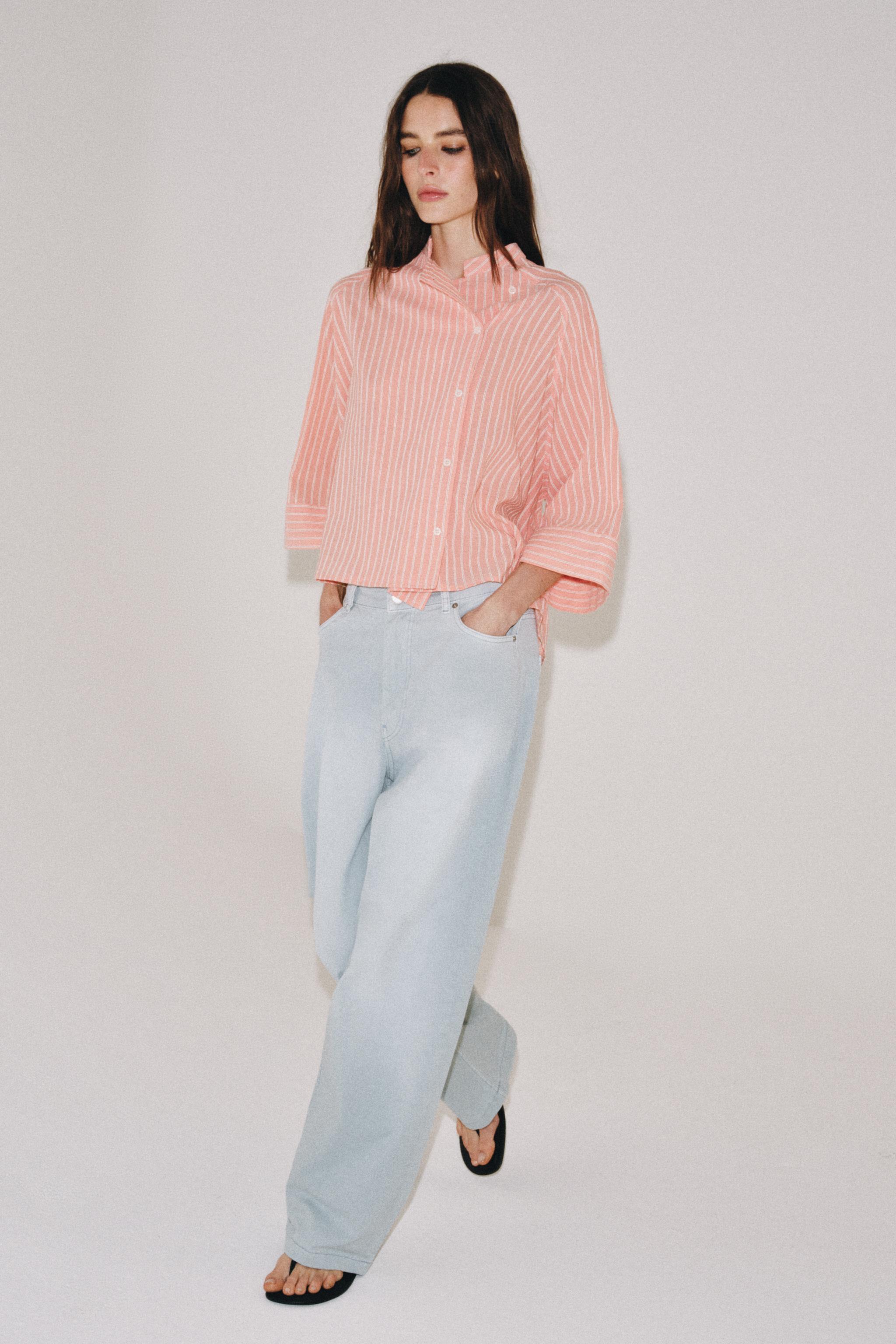 ZW COLLECTION ASYMMETRIC STRIPED SHIRT